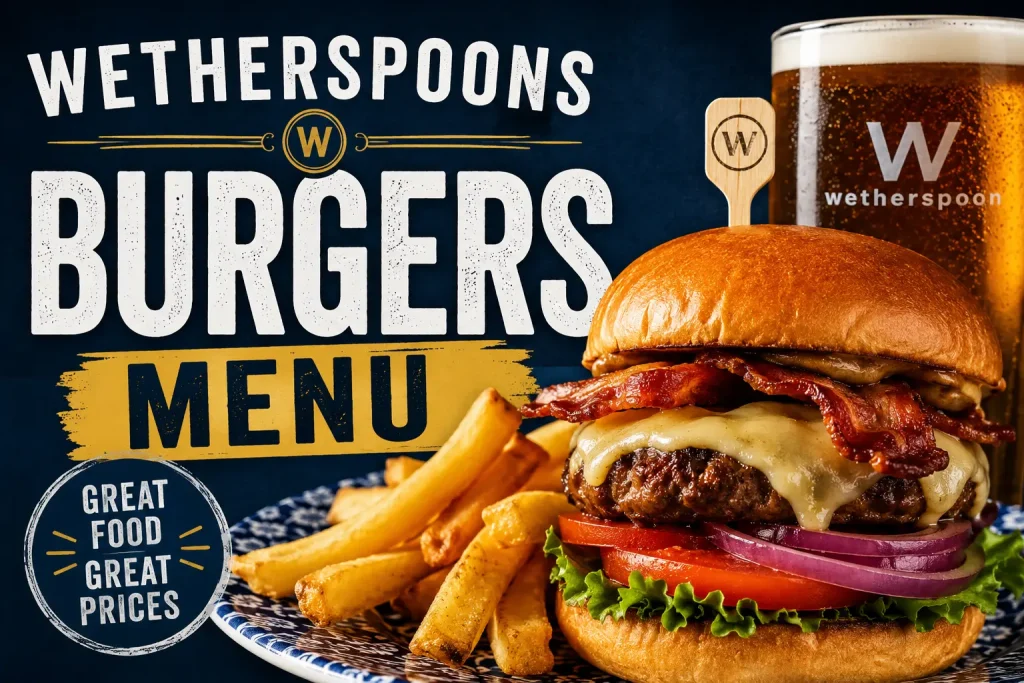 Wetherspoons Burgers Menu
