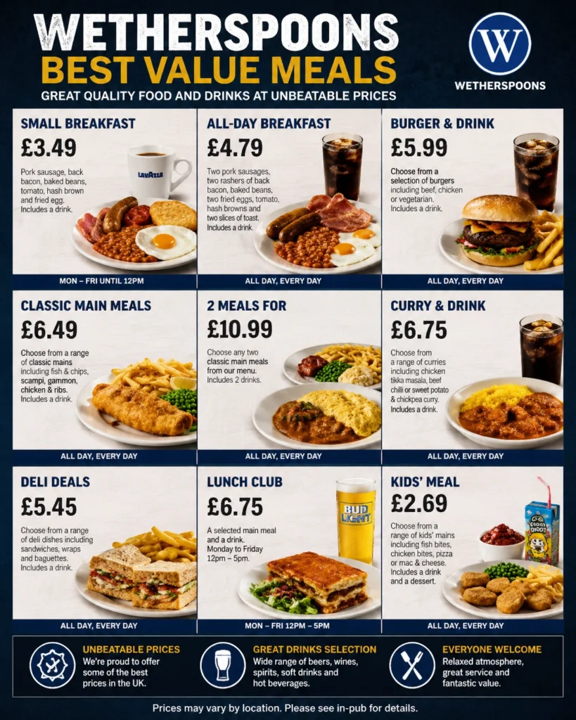 Best Value Meal at Wetherspoons
